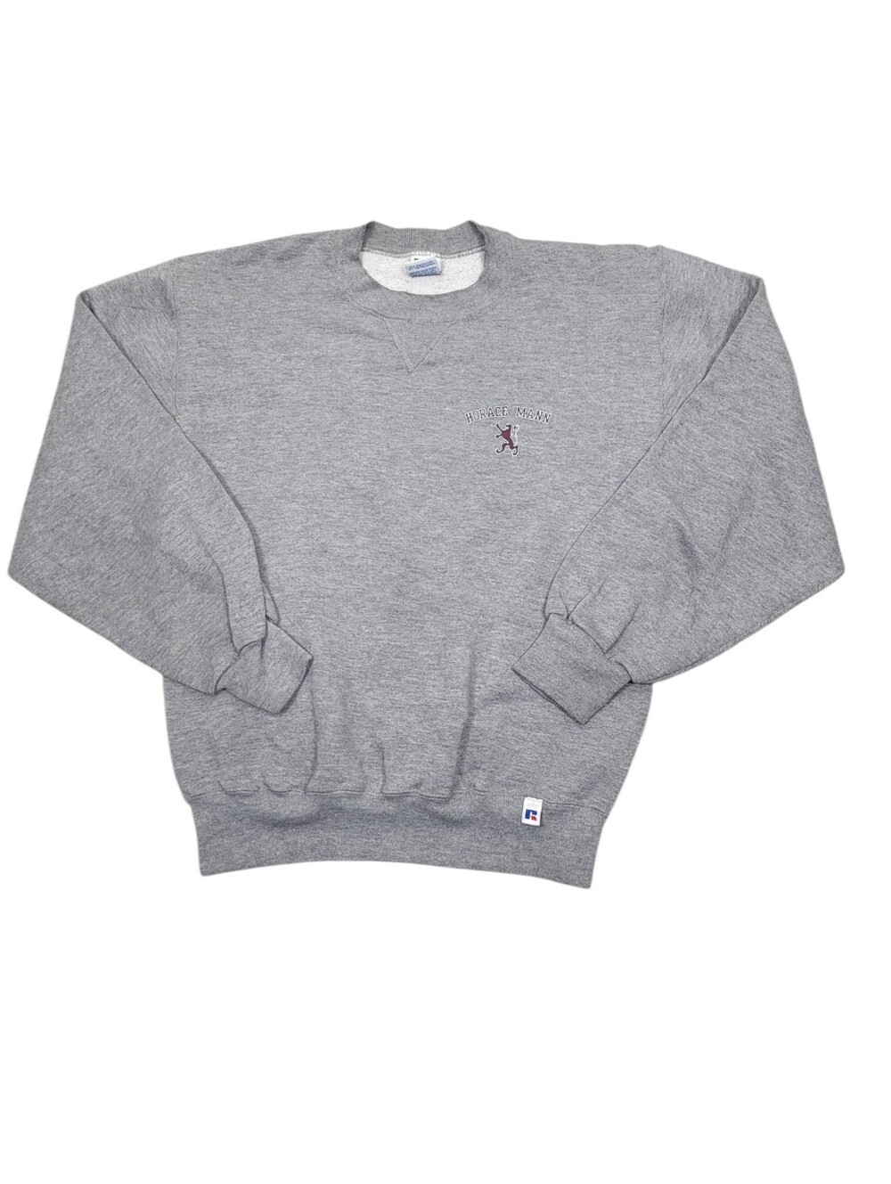 Y2K Russell Horace Mann Grey Logo Sweatshirt Top Made in USA Size: Small